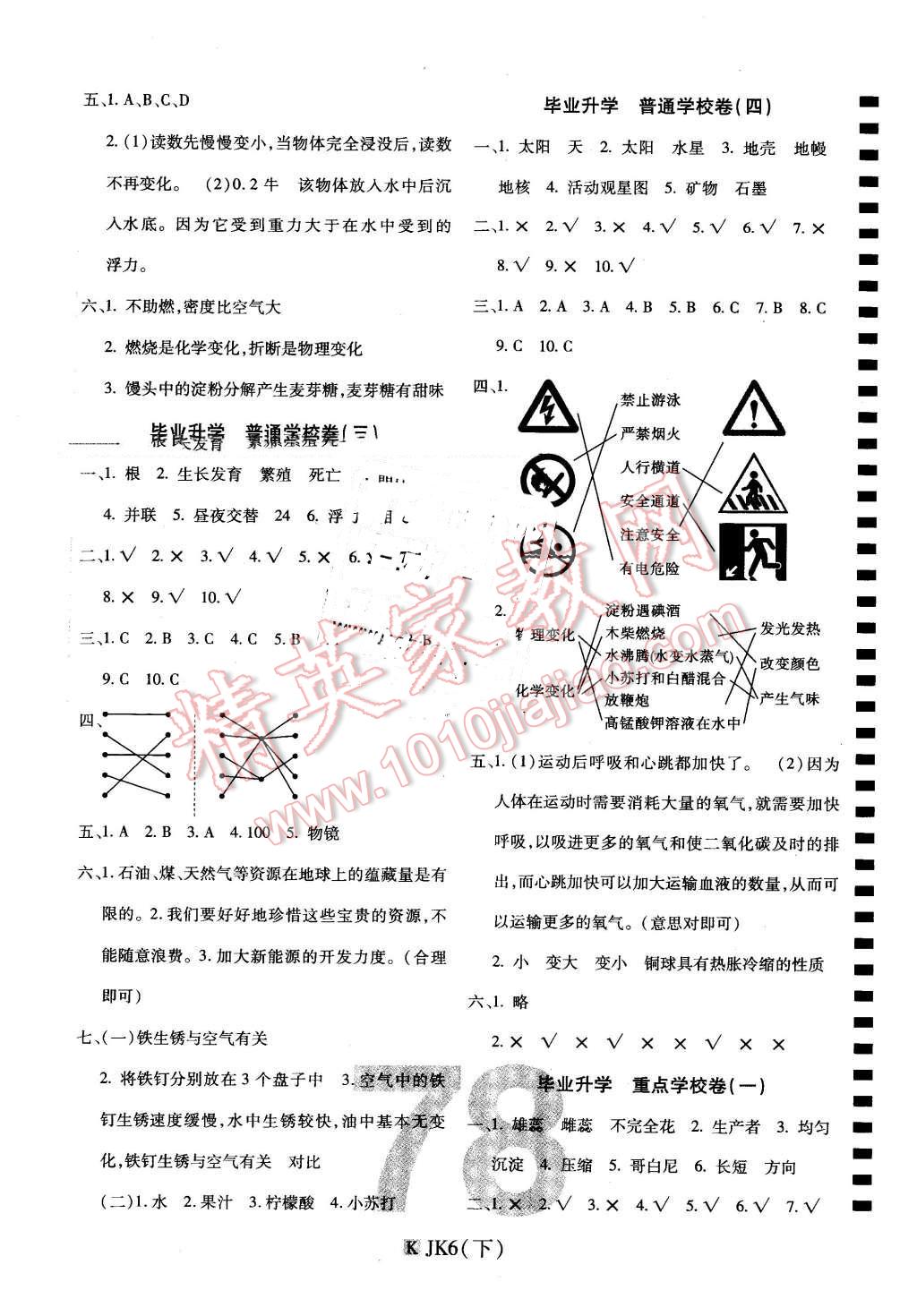 2016年期末100分沖刺卷六年級(jí)科學(xué)下冊(cè)教科版 第6頁(yè)