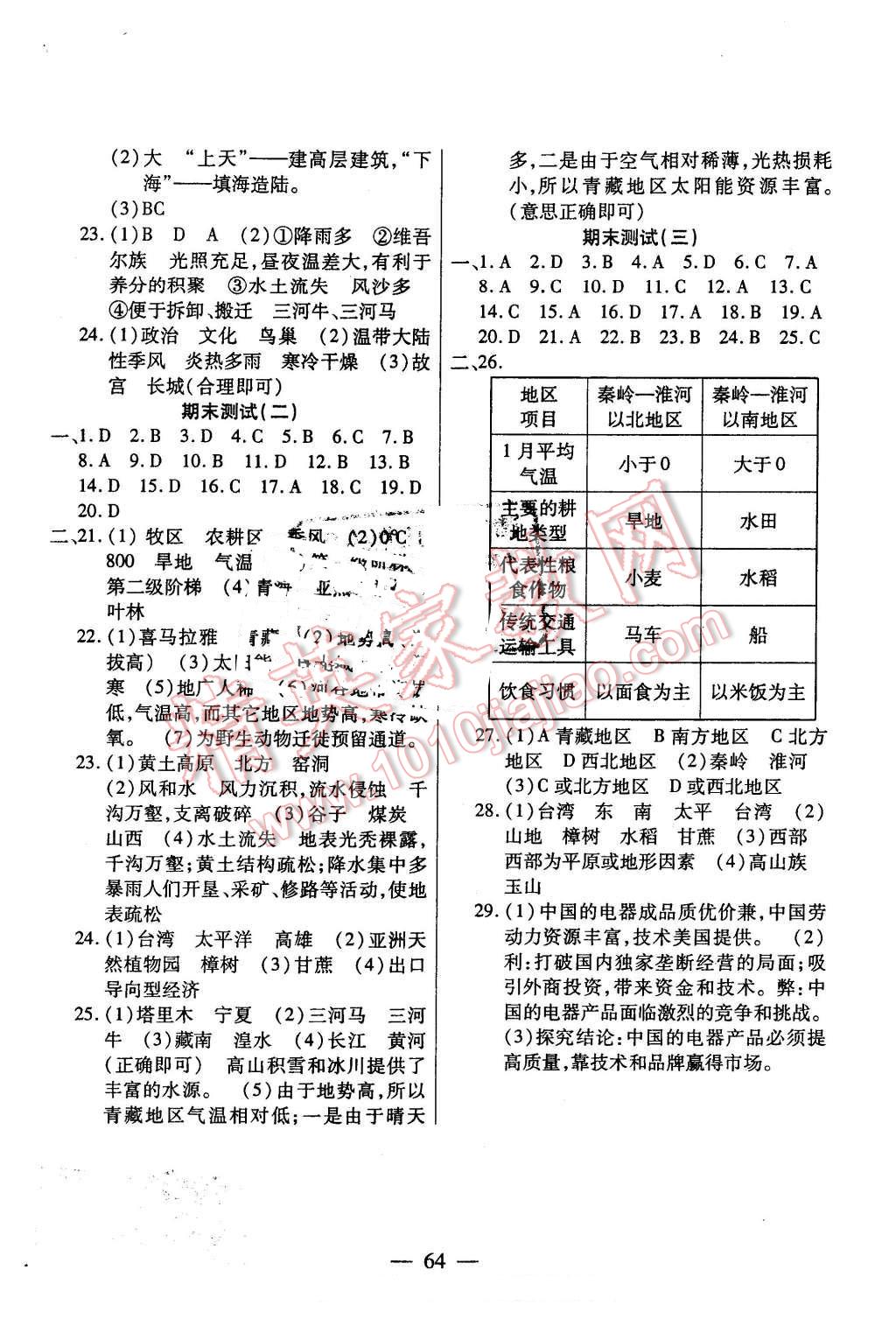 2016年名师金考卷八年级地理下册人教版 第4页