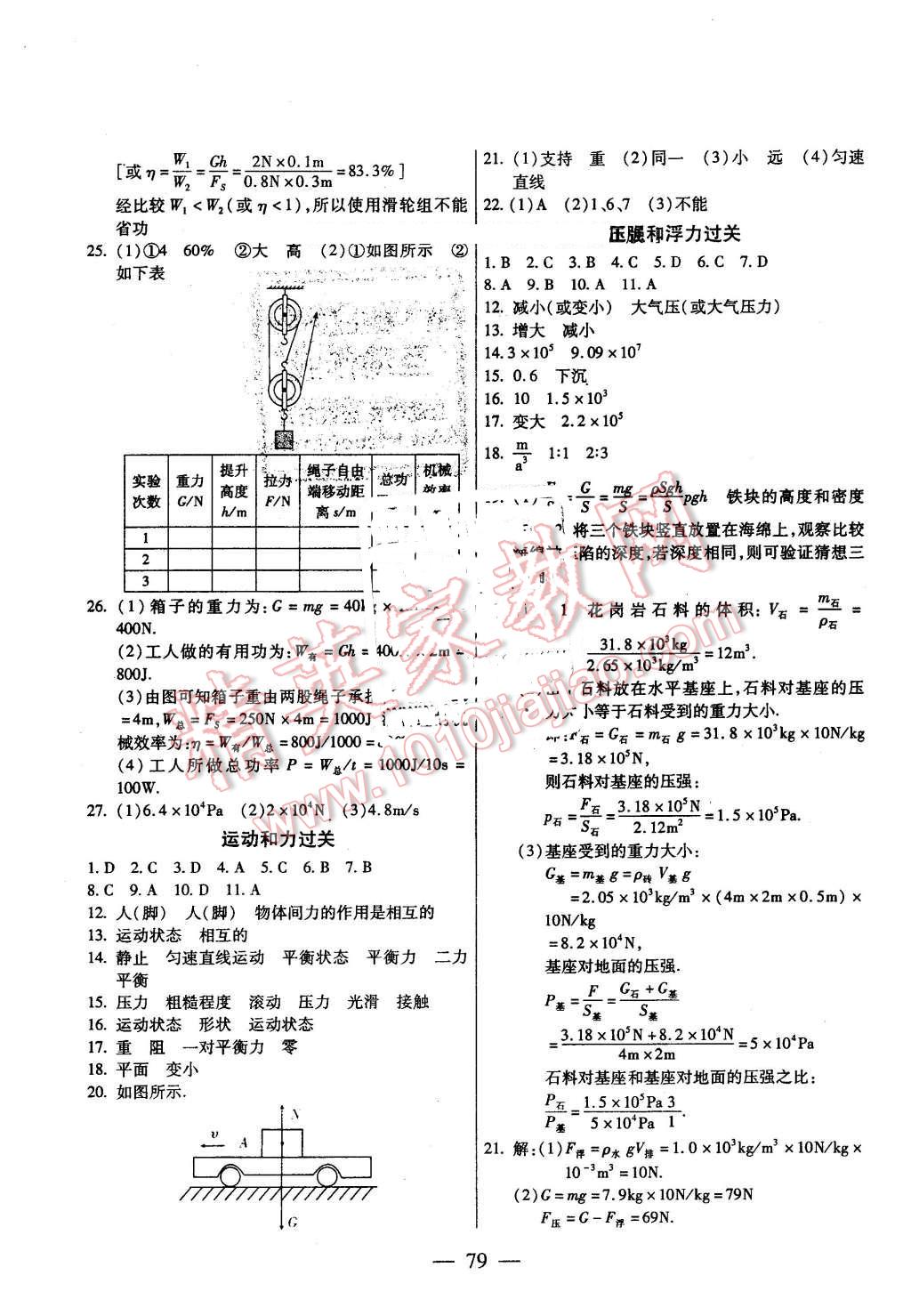 2016年名師金考卷八年級物理下冊人教版 第7頁