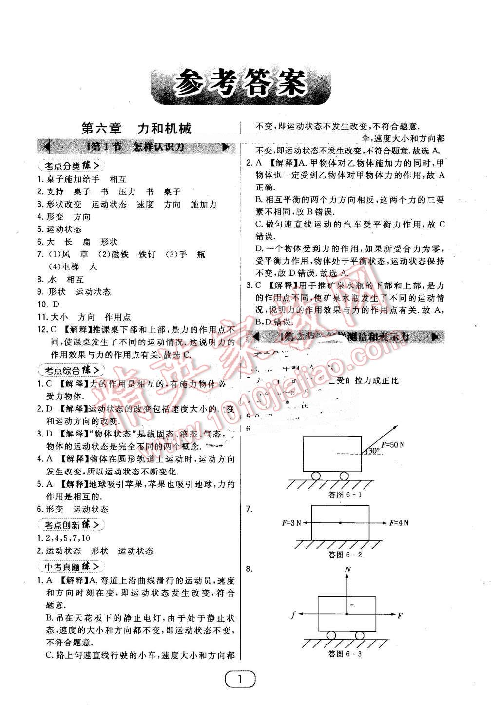 2016年北大綠卡八年級(jí)物理下冊(cè)滬粵版 第1頁(yè)