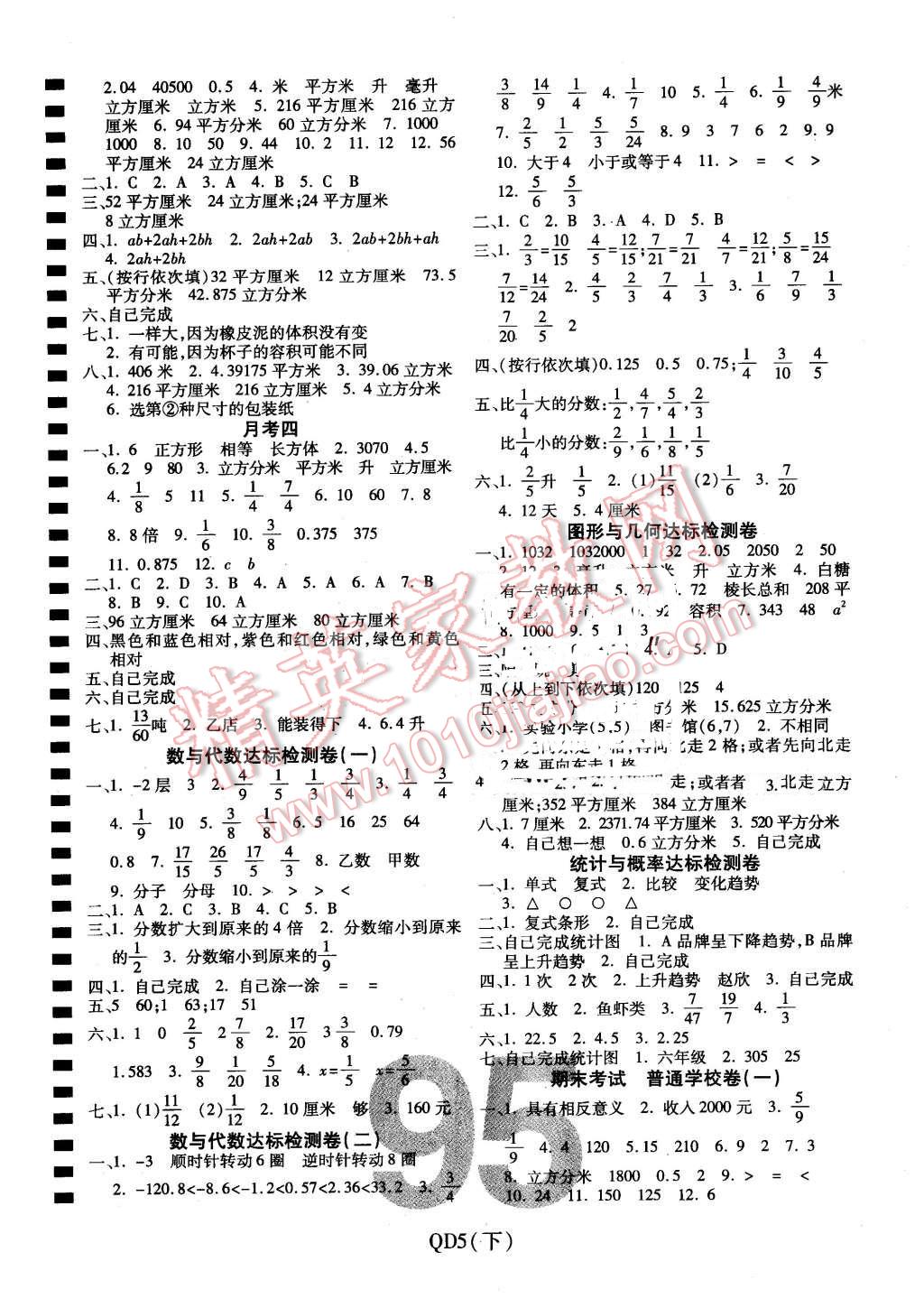 2016年期末100分沖刺卷五年級數學下冊青島版 第3頁