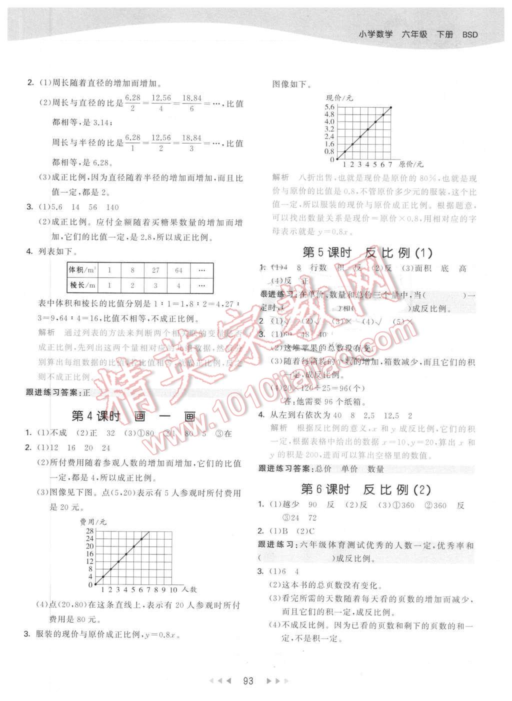 2016年53天天练小学数学六年级下册北师大版 第9页