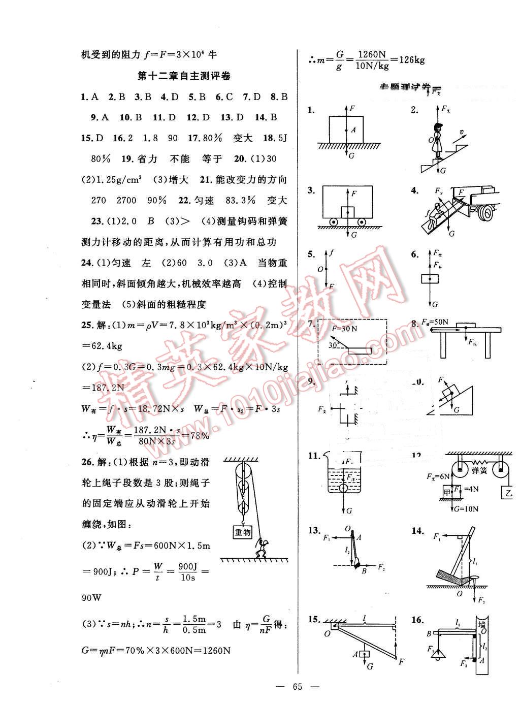 2016年新黃岡兵法密卷100分單元過關(guān)檢測八年級(jí)物理下冊(cè)人教版 第5頁