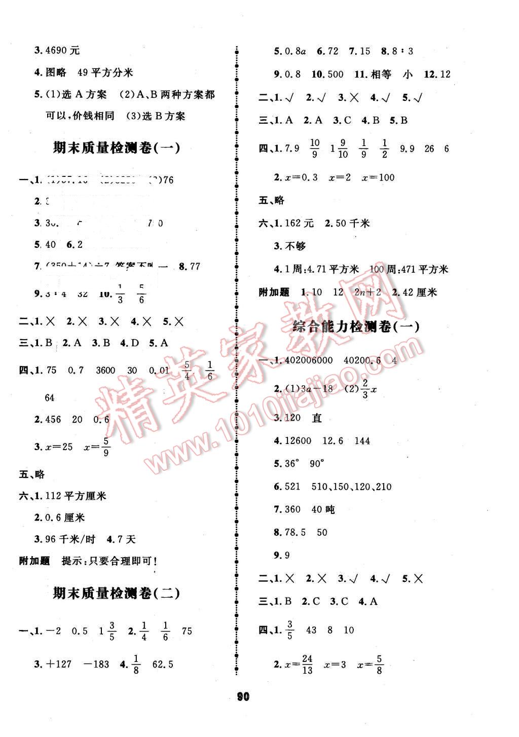 2016年智慧翔奪冠金卷六年級數(shù)學(xué)下冊江蘇課標(biāo)版 第6頁