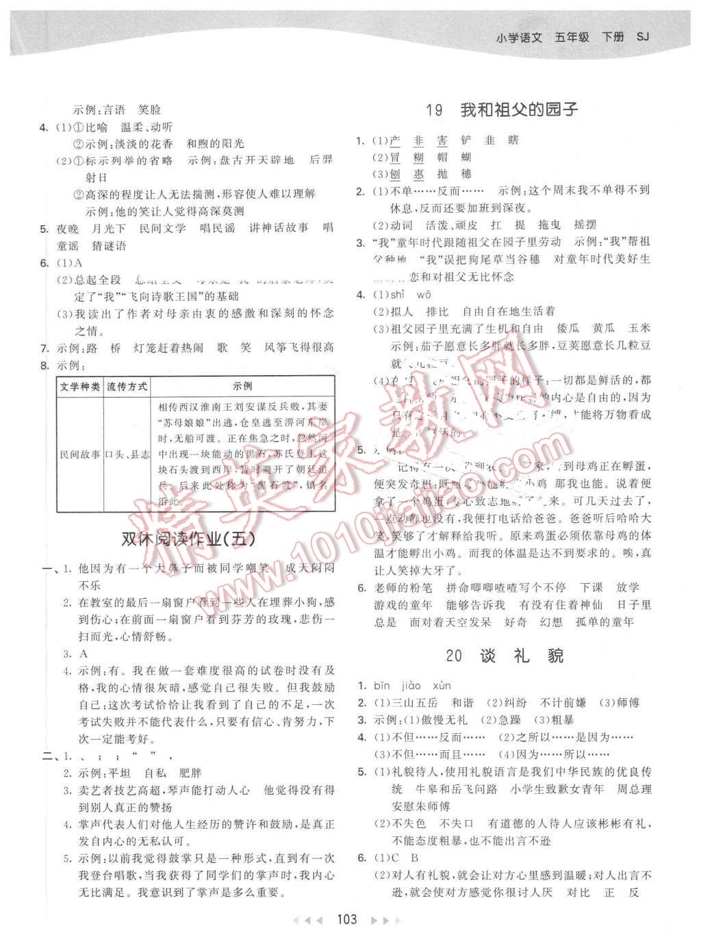 2016年53天天练小学语文五年级下册苏教版 第11页