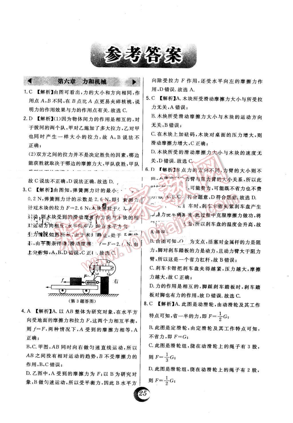 2016年北大綠卡八年級物理下冊滬粵版 中考真題精練答案第21頁