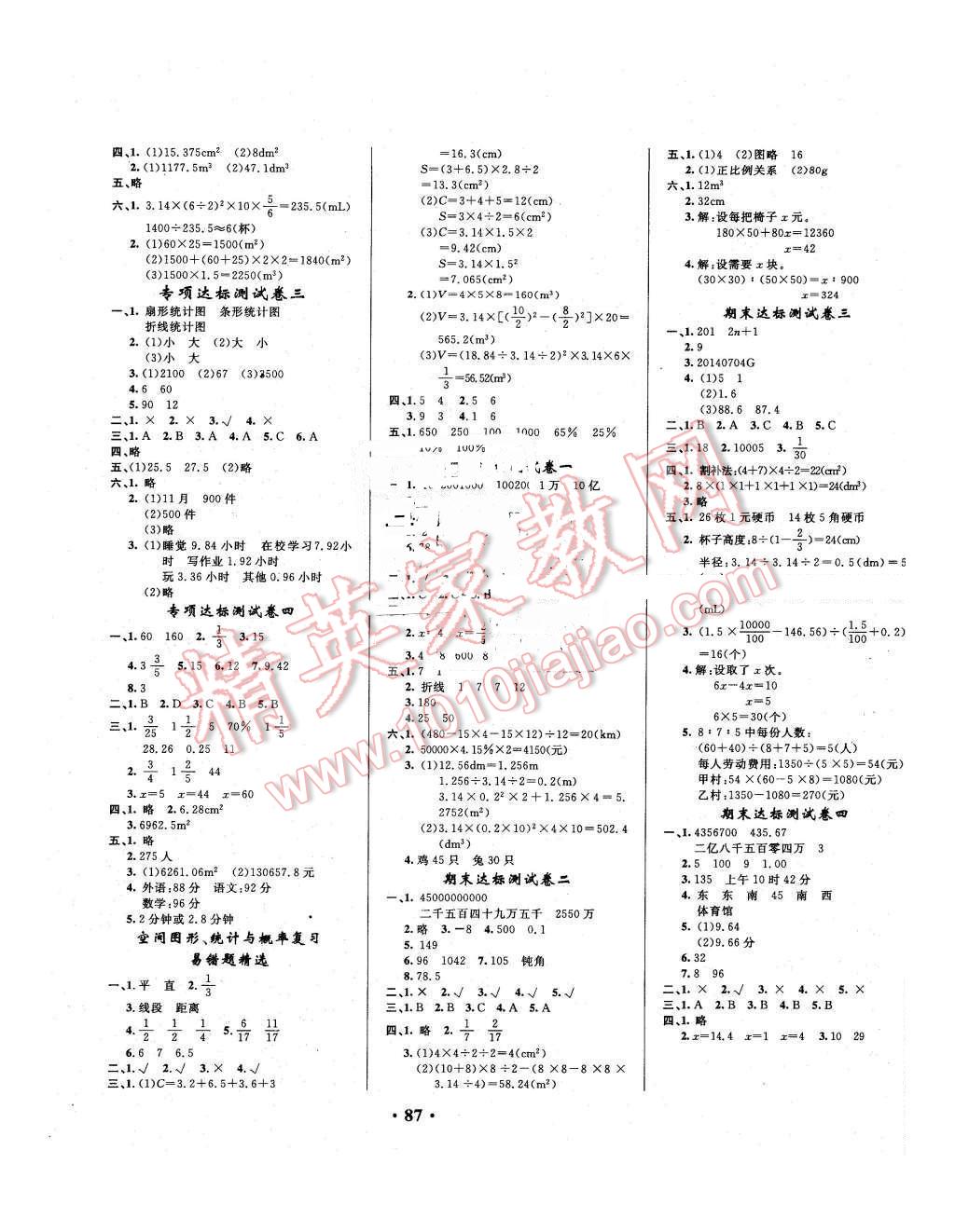 2016年快樂(lè)練練吧課程達(dá)標(biāo)卷六年級(jí)數(shù)學(xué)下冊(cè)人教版 第3頁(yè)