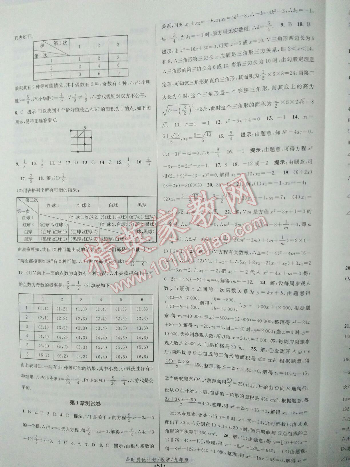 2015年課時提優(yōu)計劃作業(yè)本九年級數(shù)學(xué)上冊國標(biāo)蘇科版 第51頁