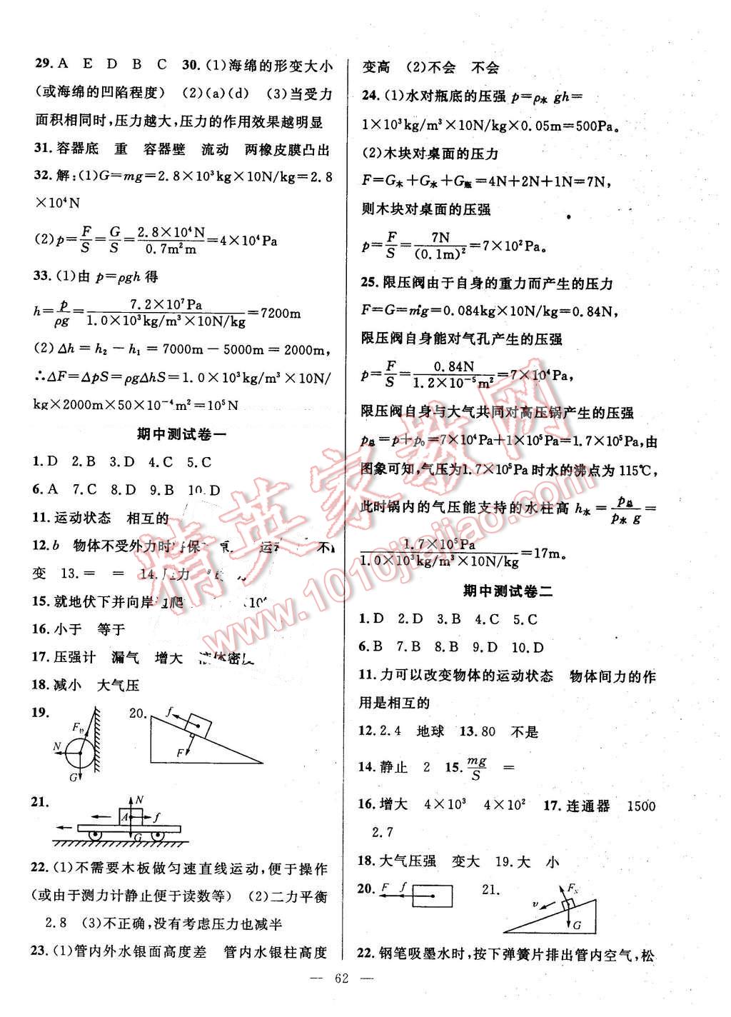 2016年新黃岡兵法密卷100分單元過關(guān)檢測八年級物理下冊人教版 第2頁