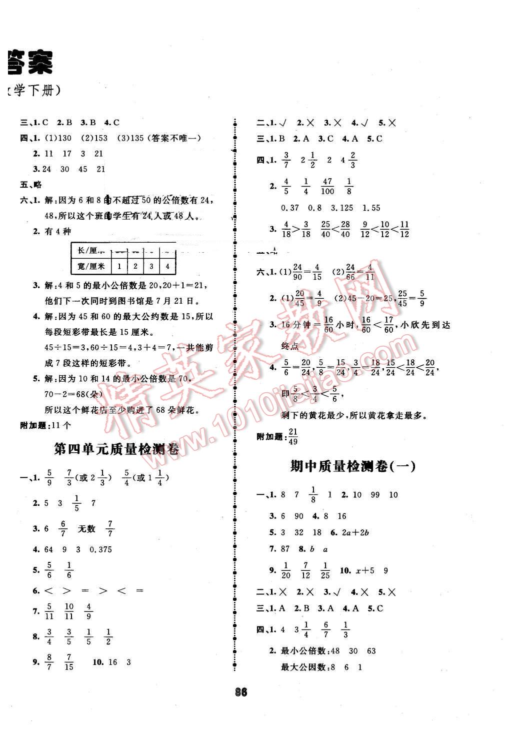 2016年智慧翔奪冠金卷五年級數(shù)學(xué)下冊江蘇課標(biāo)版 第2頁