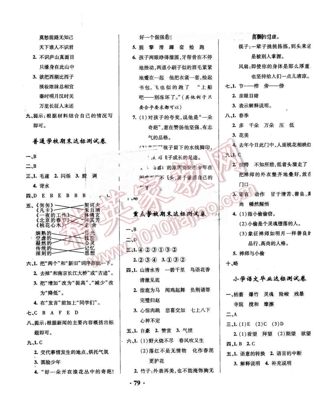 2016年快乐练练吧课程达标卷六年级语文下册人教版 第7页