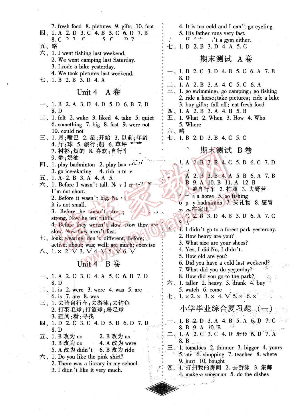 2016年黄冈新思维培优单元加期末卷六年级英语下册人教PEP版 第3页