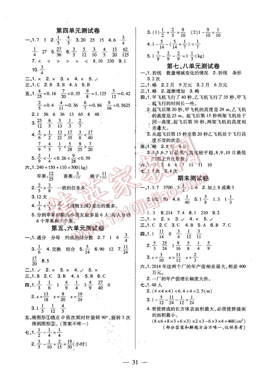 2016年紅領巾樂園一課三練五年級數(shù)學下冊A版 第7頁