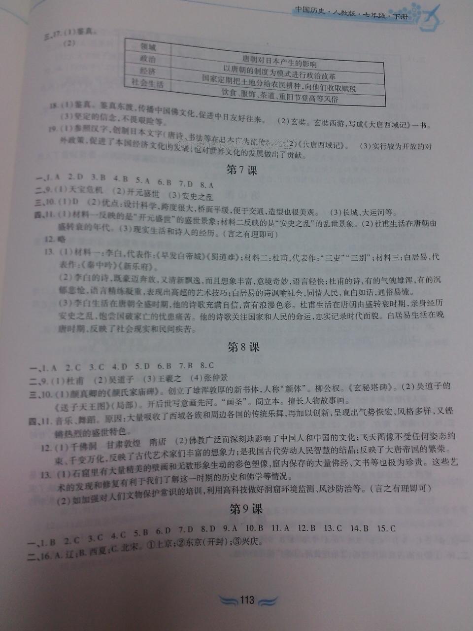 2015年新編基礎訓練七年級歷史下冊人教版黃山書社 第115頁