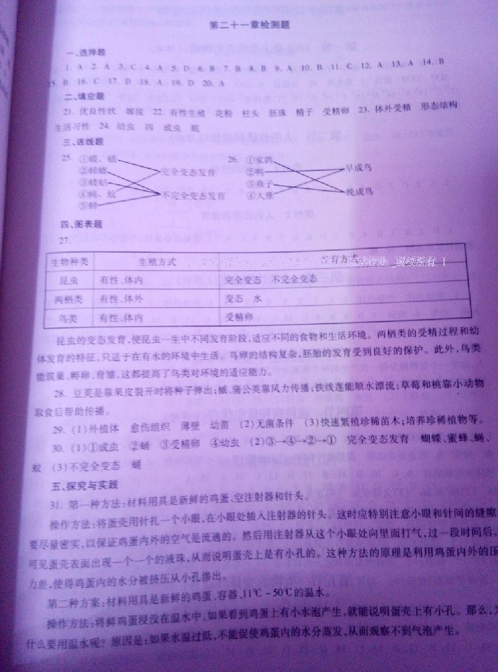 2015年學習檢測八年級生物學下冊 第26頁