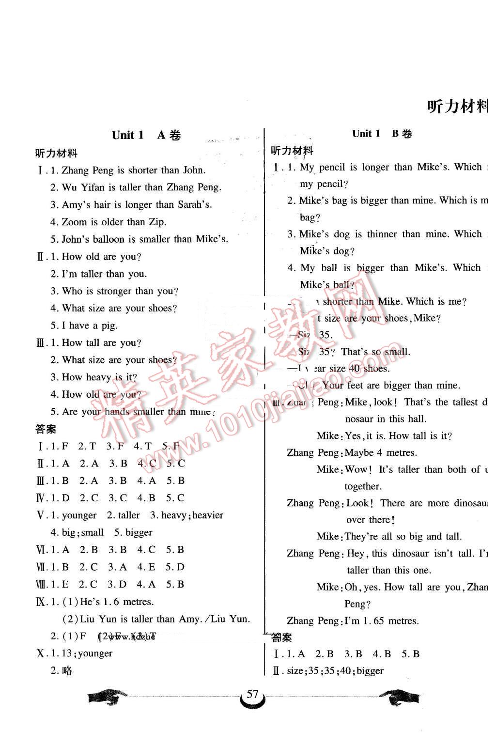 2016年希望全程檢測(cè)單元測(cè)試卷六年級(jí)英語下冊(cè)人教版 第1頁