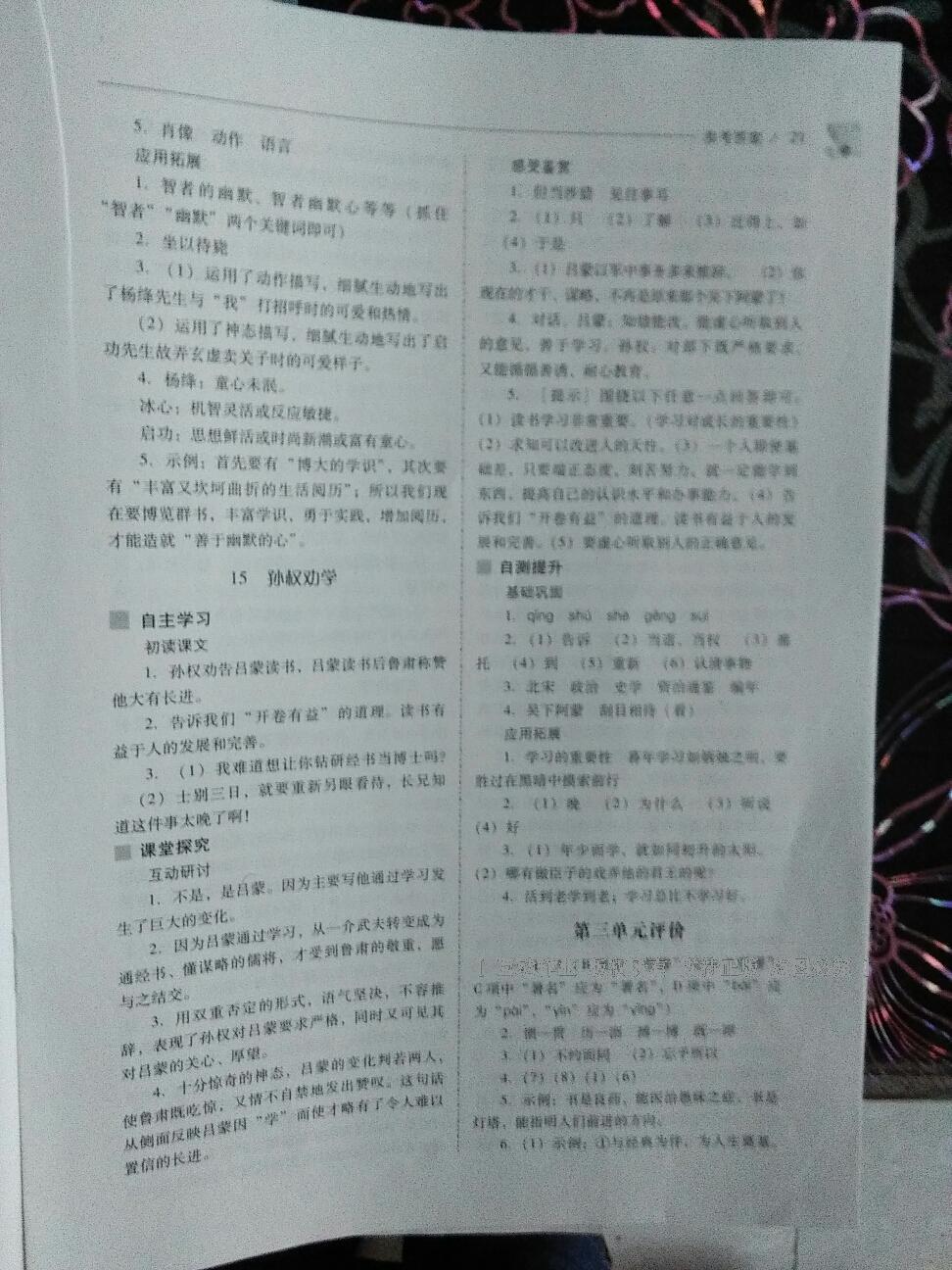 2016年新課程問題解決導(dǎo)學(xué)方案七年級(jí)語文下冊人教版 第99頁