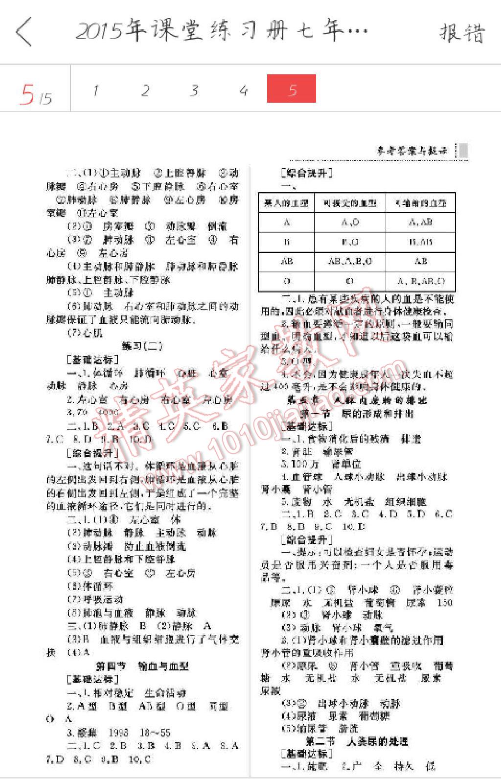 2016年课堂练习册七年级生物下册鲁科版B版 第5页