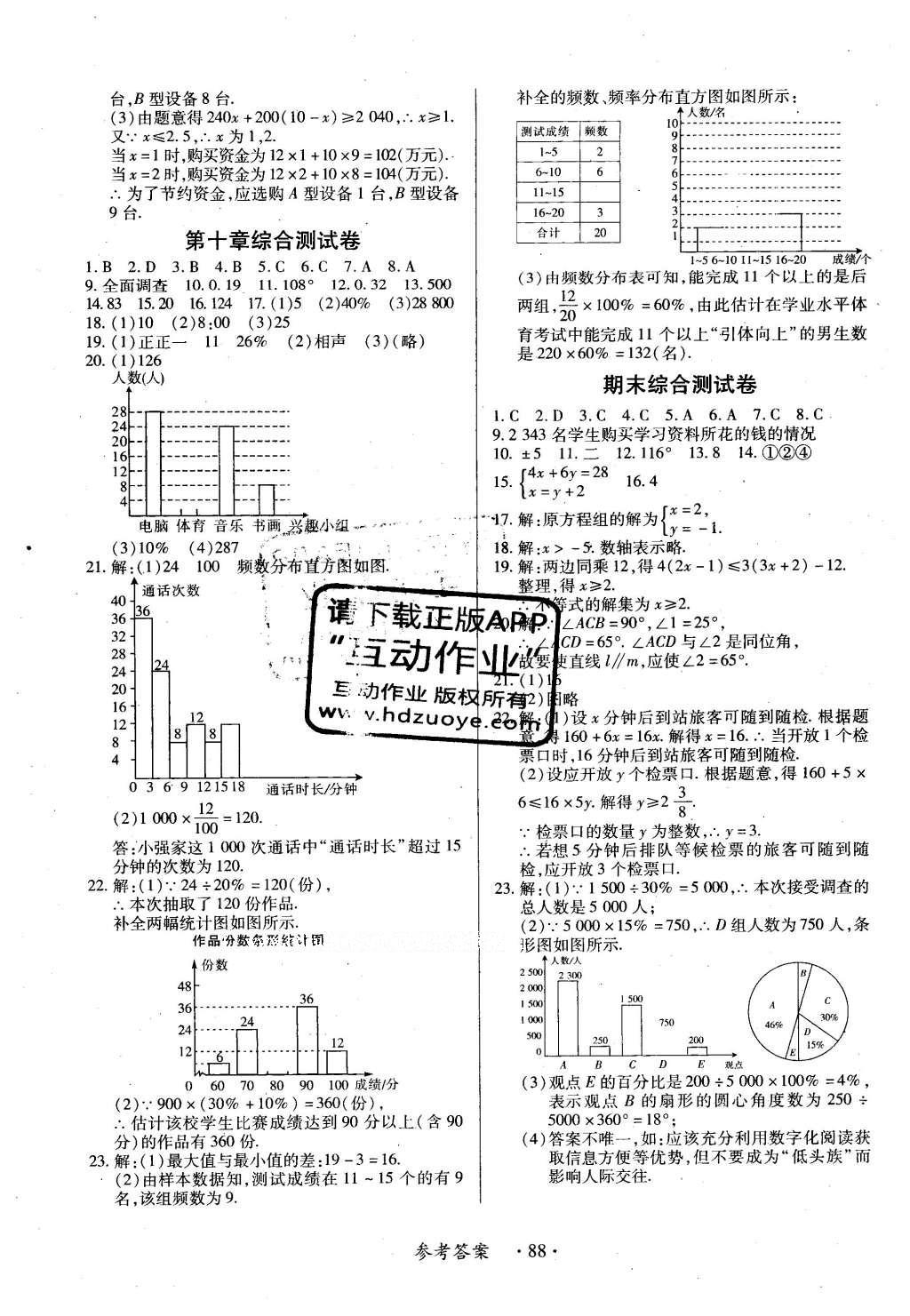 2016年一课一练创新练习七年级数学下册人教版 参考答案第79页