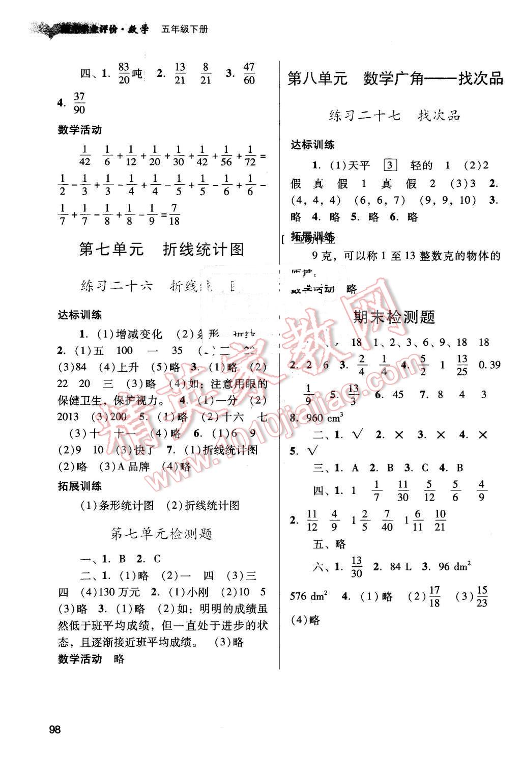 2016年陽光學(xué)業(yè)評價(jià)五年級數(shù)學(xué)下冊人教版 第8頁