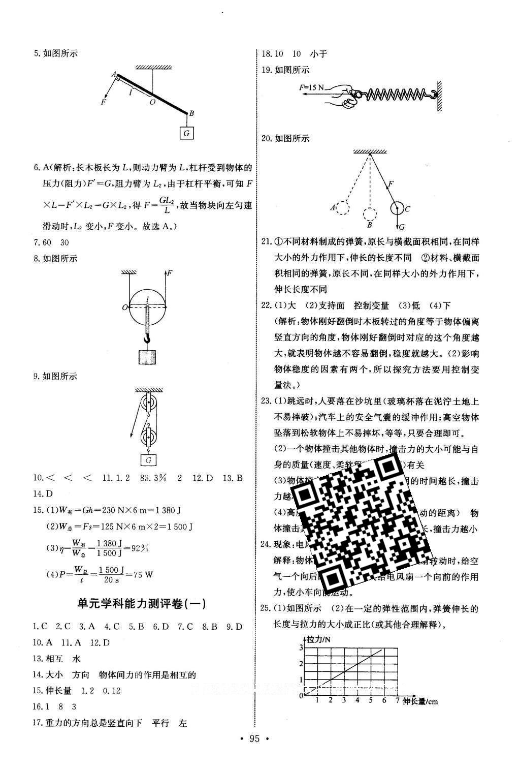 2016年能力培养与测试八年级物理下册人教版H 参考答案第45页