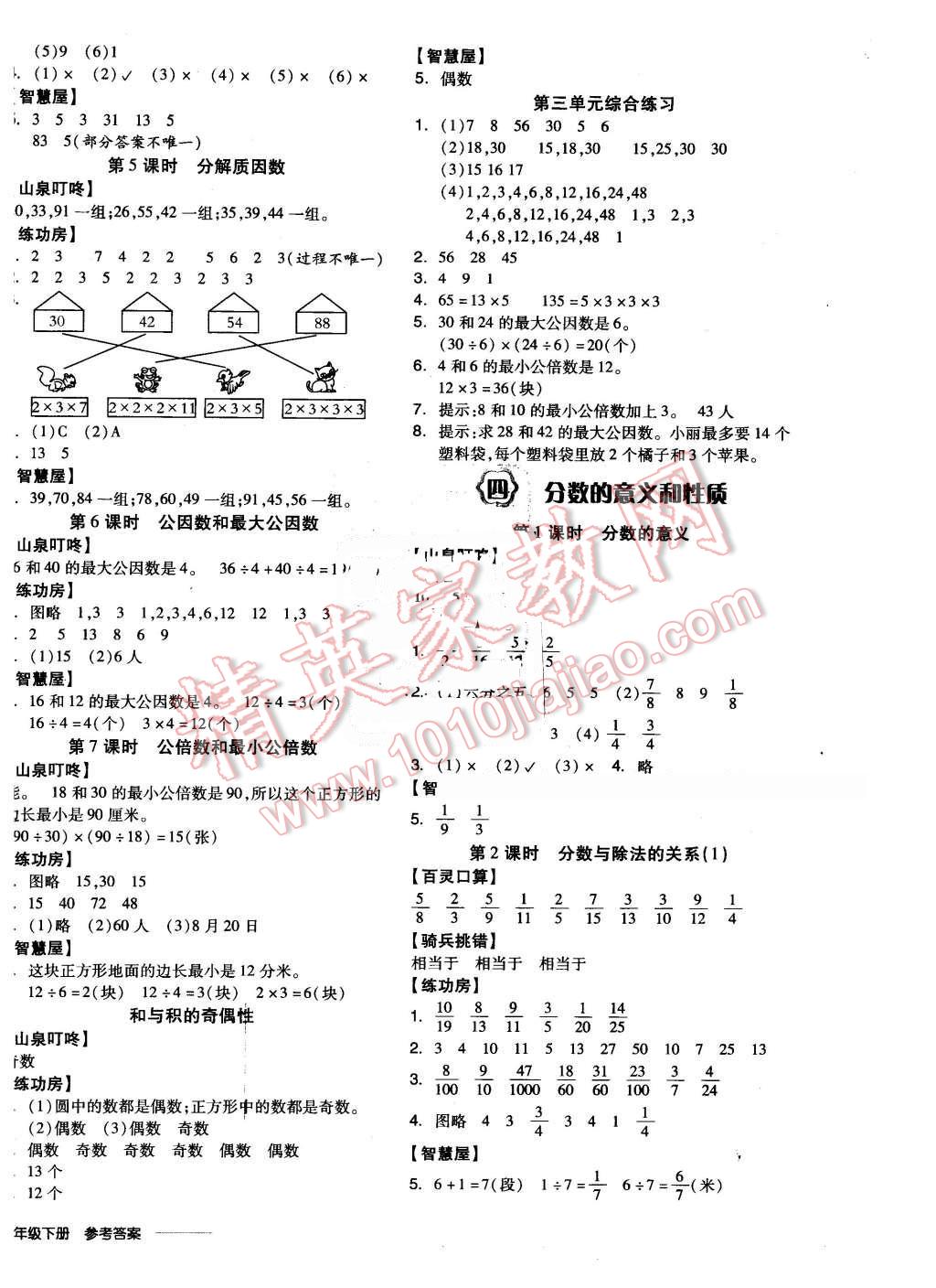 2016年全品学练考五年级数学下册苏教版 第4页