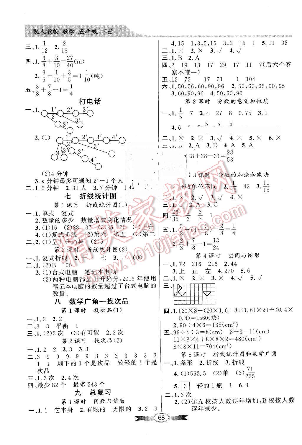 2016年同步導(dǎo)學(xué)與優(yōu)化訓(xùn)練五年級數(shù)學(xué)下冊 第8頁