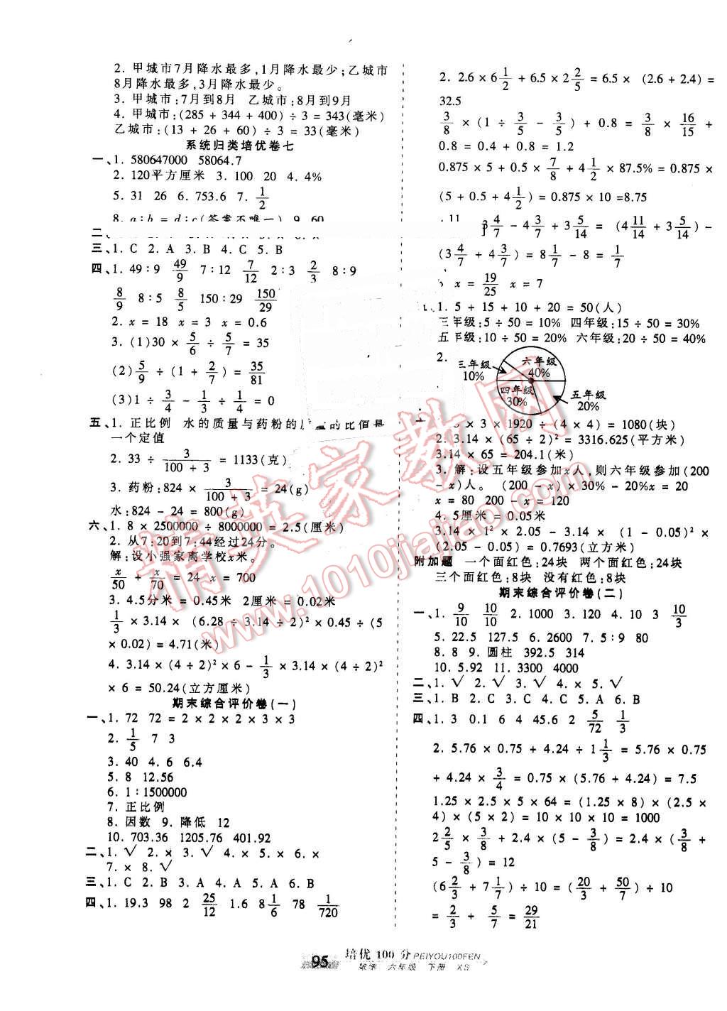 2016年王朝霞培優(yōu)100分六年級(jí)數(shù)學(xué)下冊(cè)西師大版 第7頁