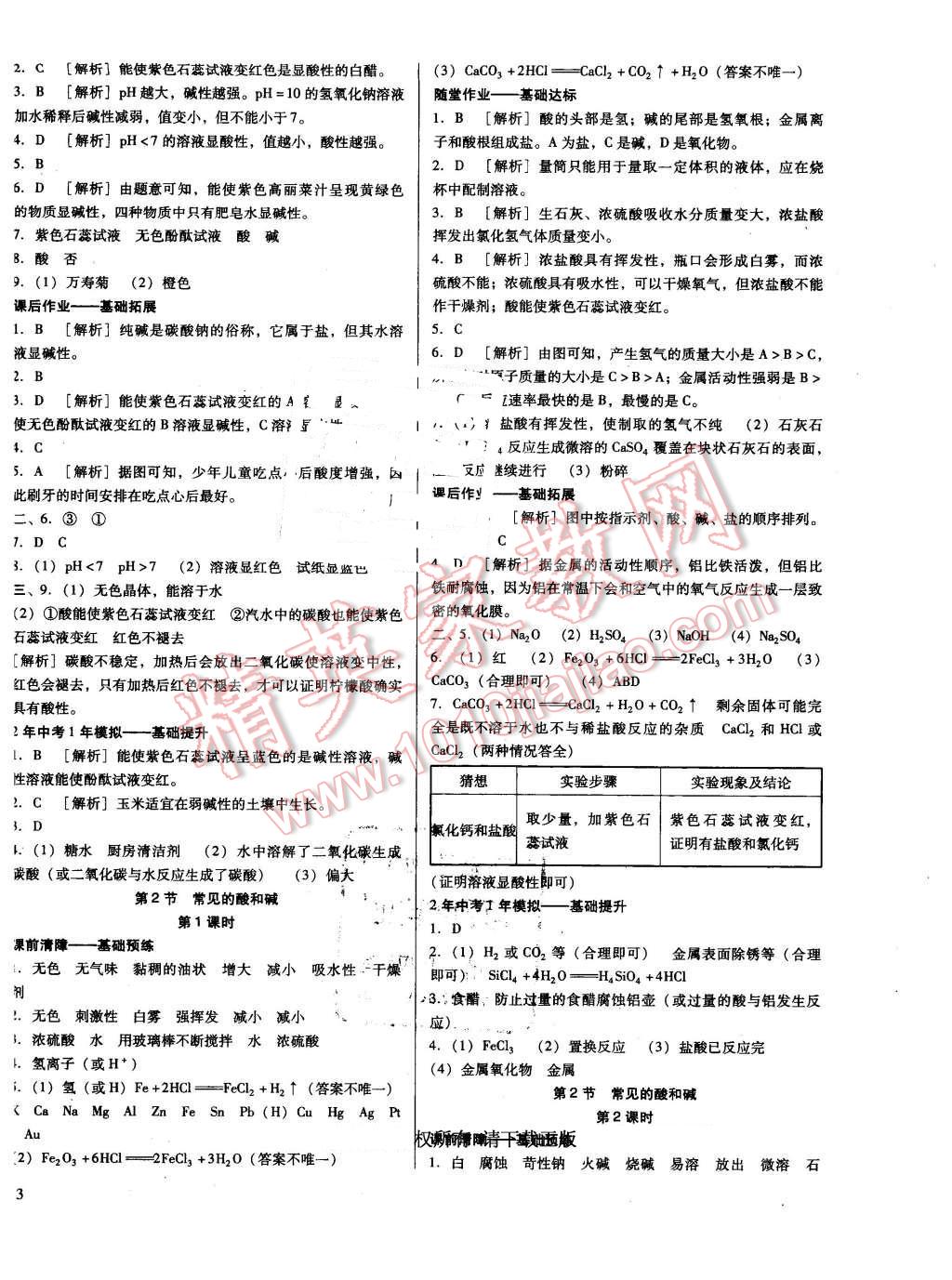 2016年打好基礎(chǔ)高效課堂金牌作業(yè)本九年級(jí)化學(xué)下冊(cè)滬教版 第6頁(yè)