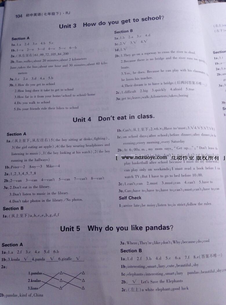 2016年5年中考3年模擬初中英語七年級下冊人教版 第29頁