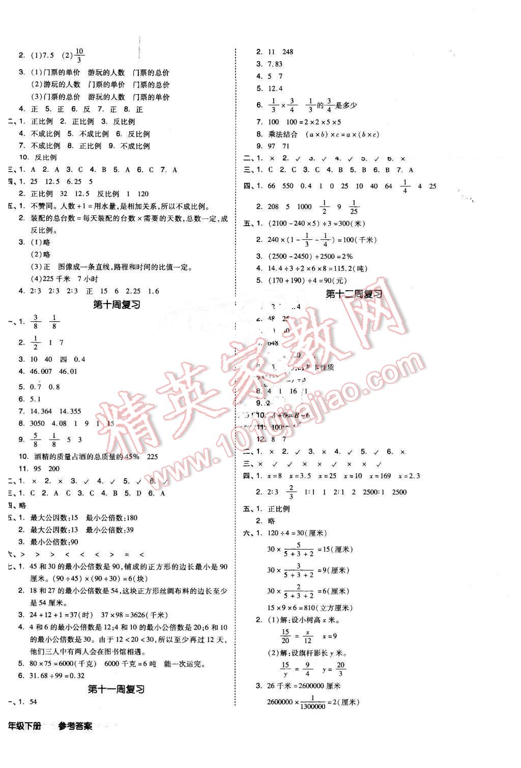 2016年全品小复习六年级数学下册苏教版 第4页