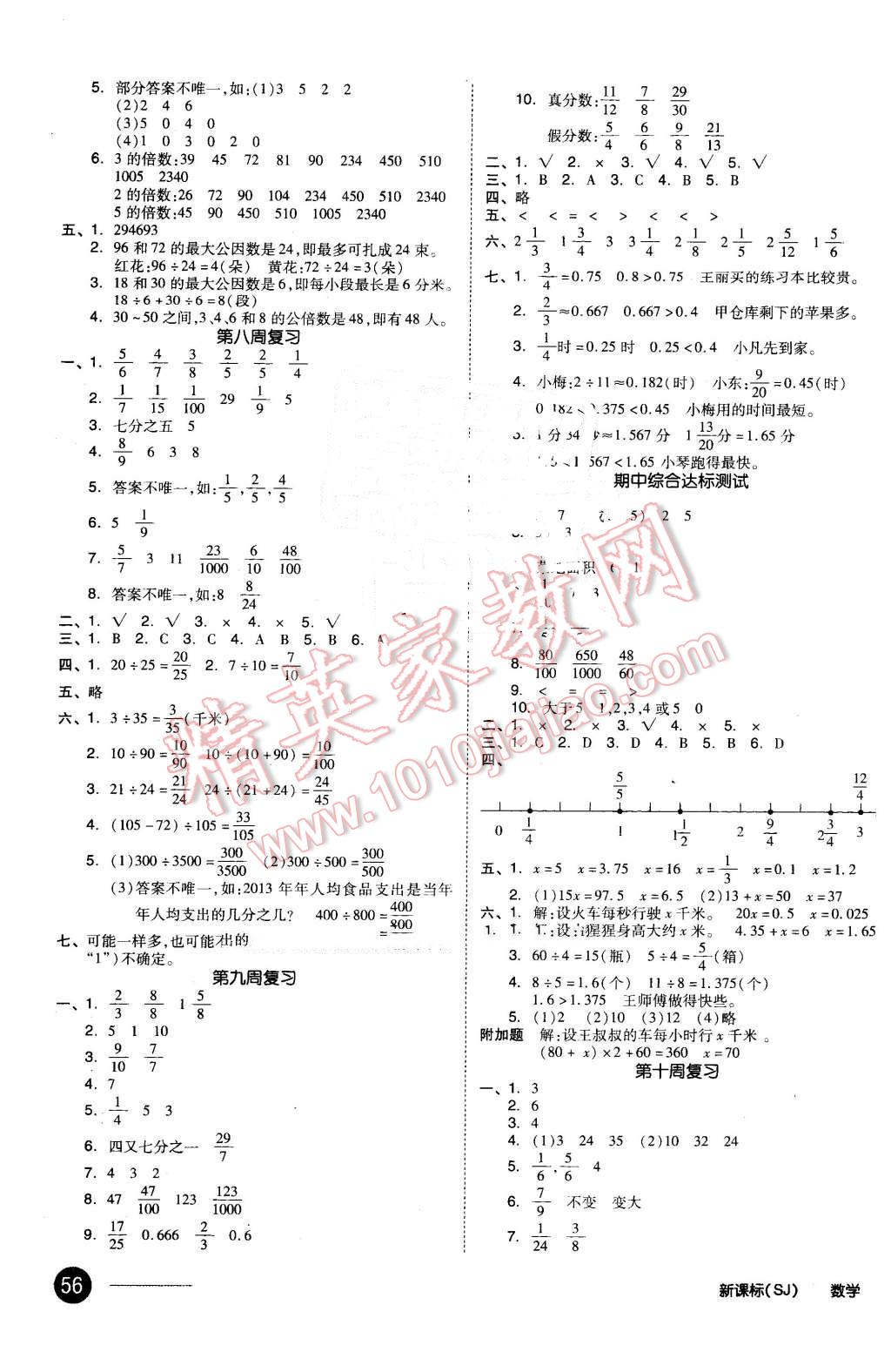 2016年全品小复习五年级数学下册苏教版 第3页