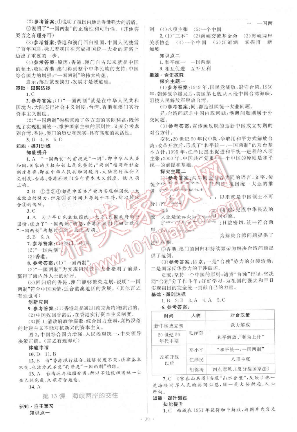 2016年初中同步學(xué)習(xí)目標(biāo)與檢測(cè)八年級(jí)歷史下冊(cè)人教版 第10頁(yè)