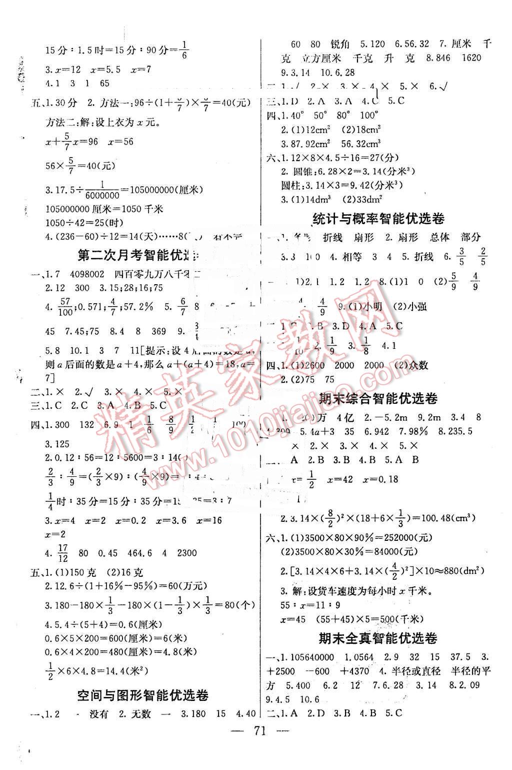 2016年激活思維智能優(yōu)選卷六年級(jí)數(shù)學(xué)下冊(cè)人教版 第3頁(yè)