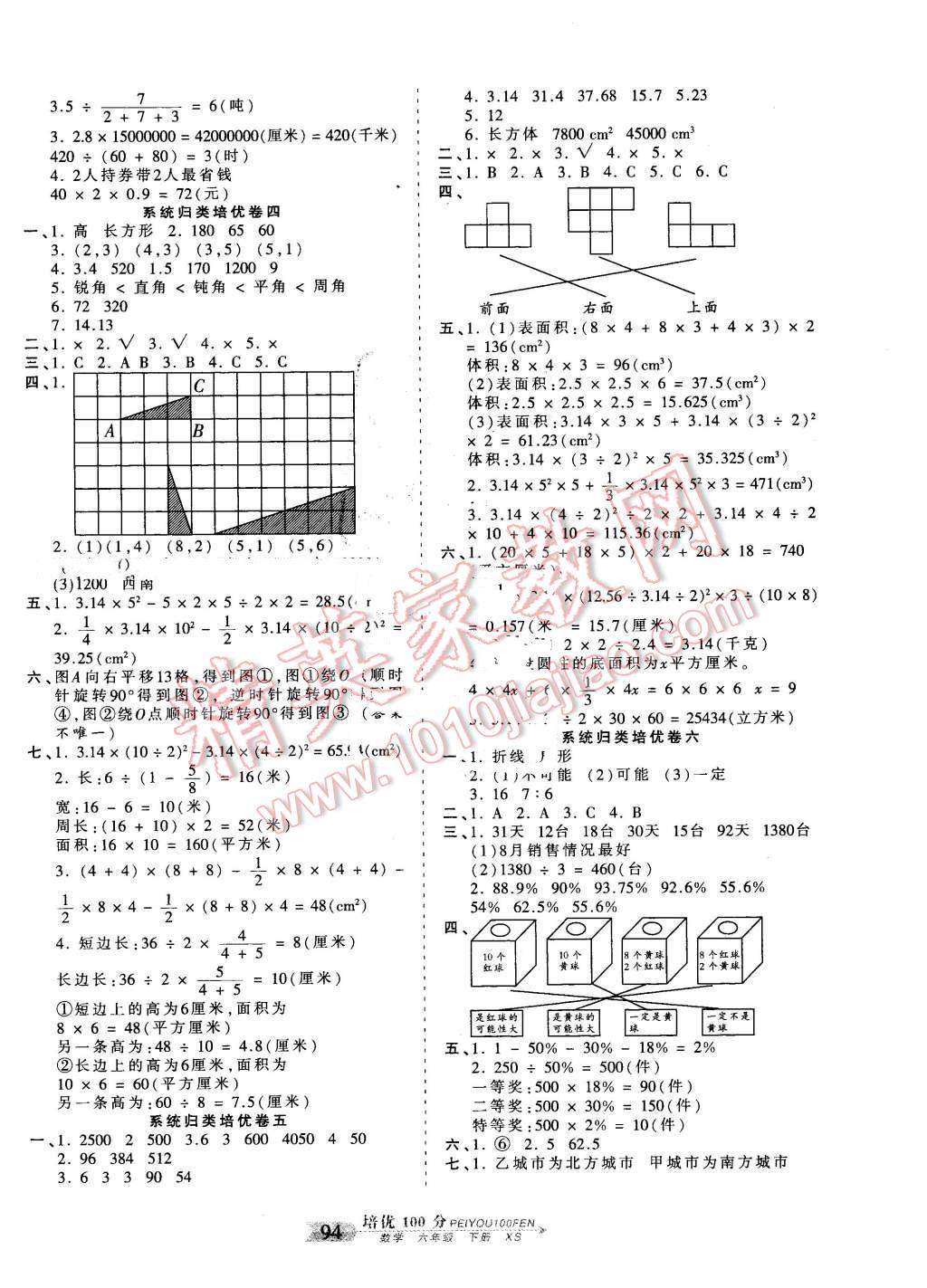 2016年王朝霞培優(yōu)100分六年級(jí)數(shù)學(xué)下冊(cè)西師大版 第6頁(yè)