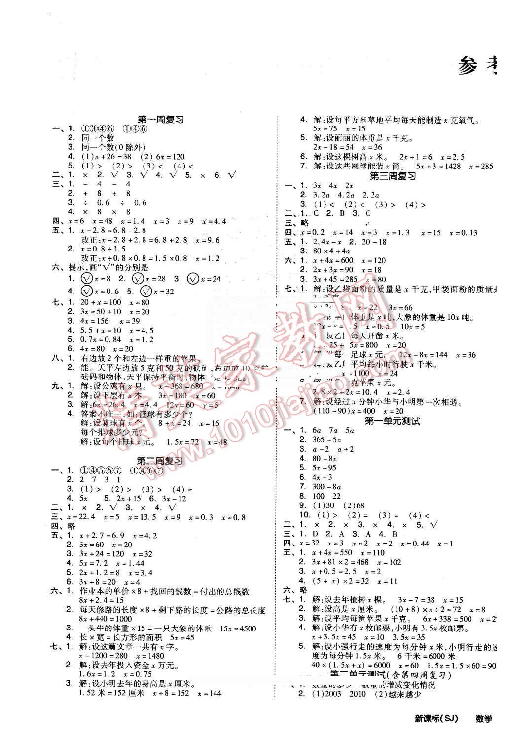 2016年全品小复习五年级数学下册苏教版 第1页