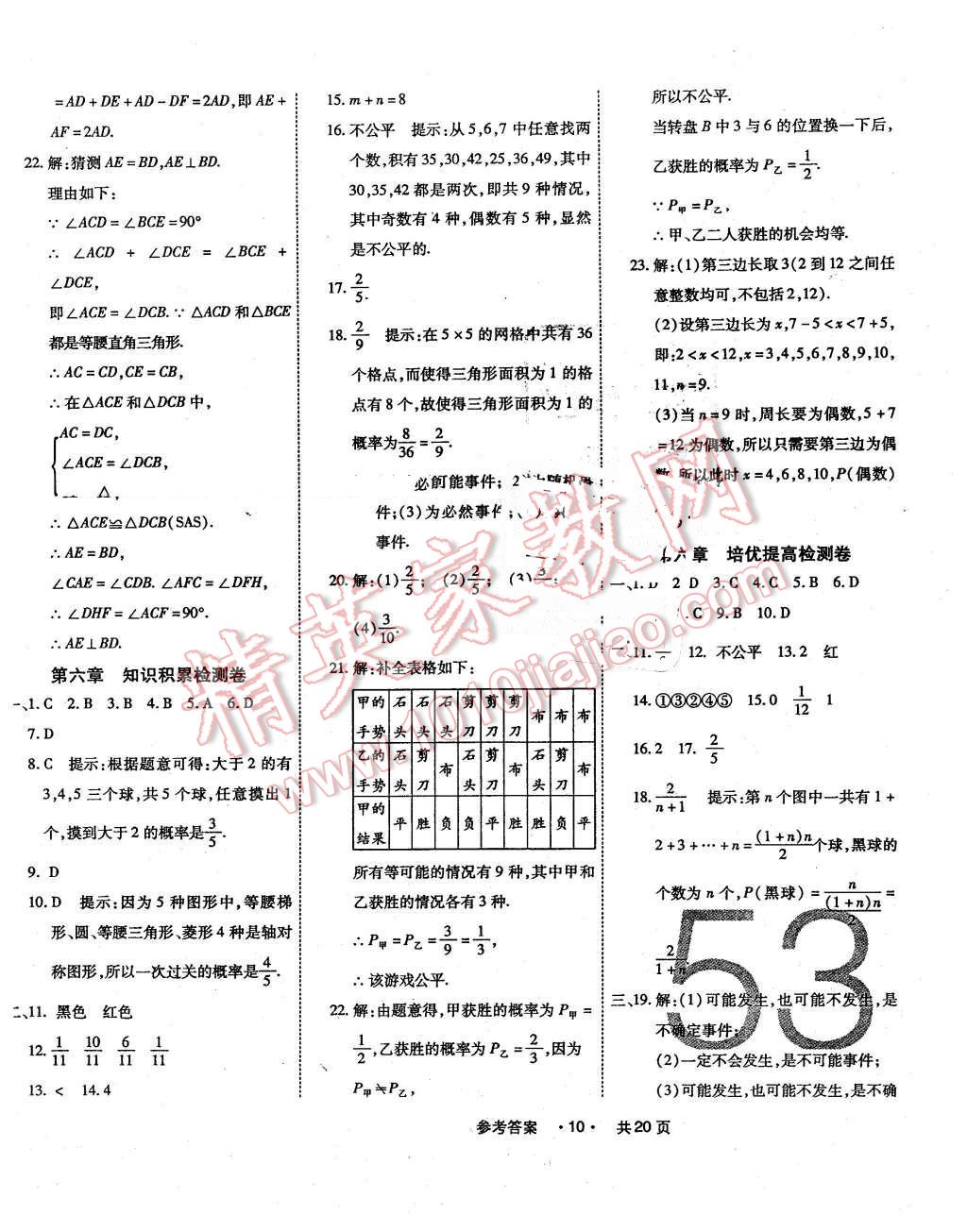 2016年一學通狀元大考卷七年級數(shù)學下冊北師大版 第10頁