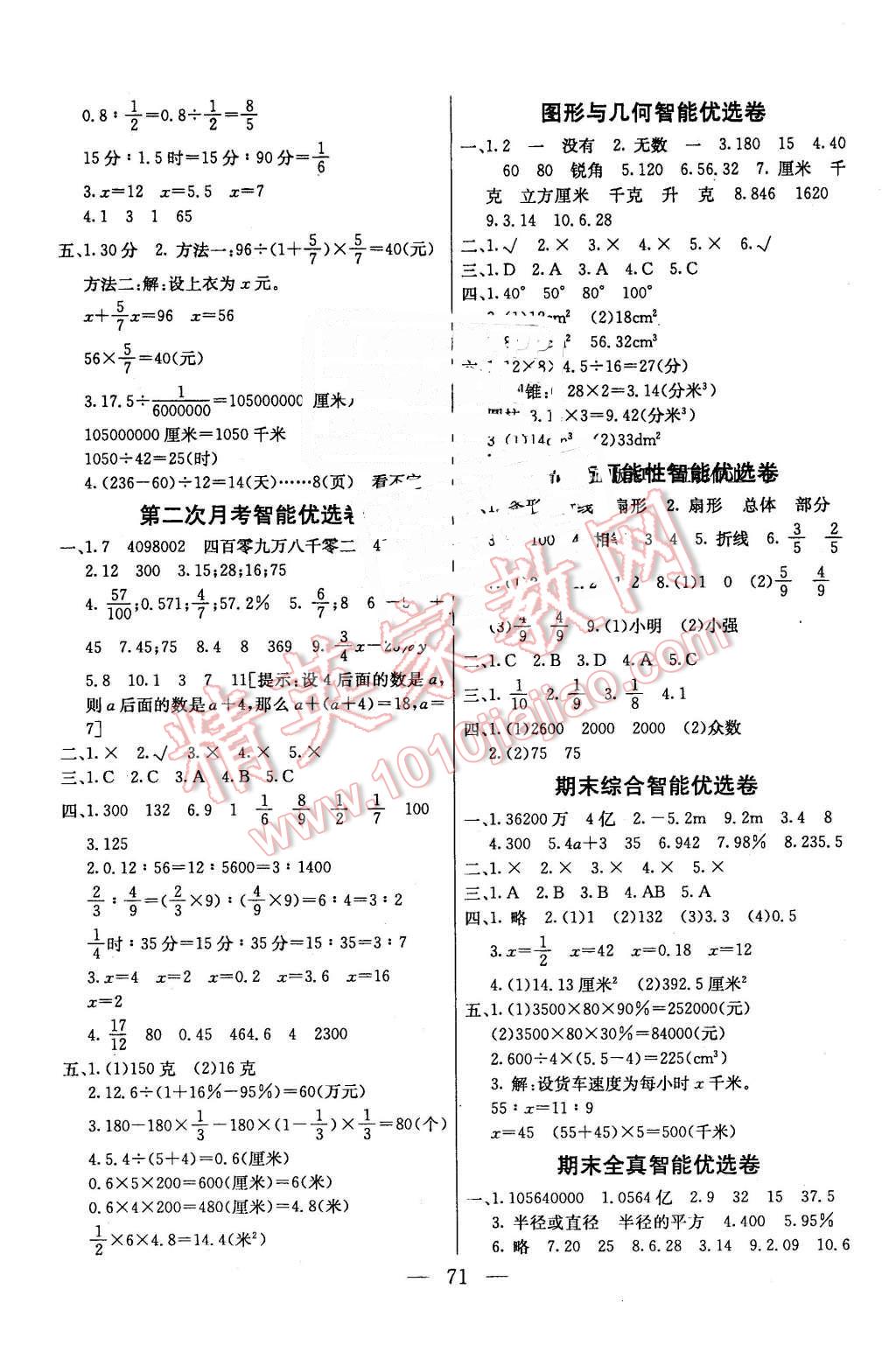 2016年激活思维智能优选卷六年级数学下册苏教版 第3页