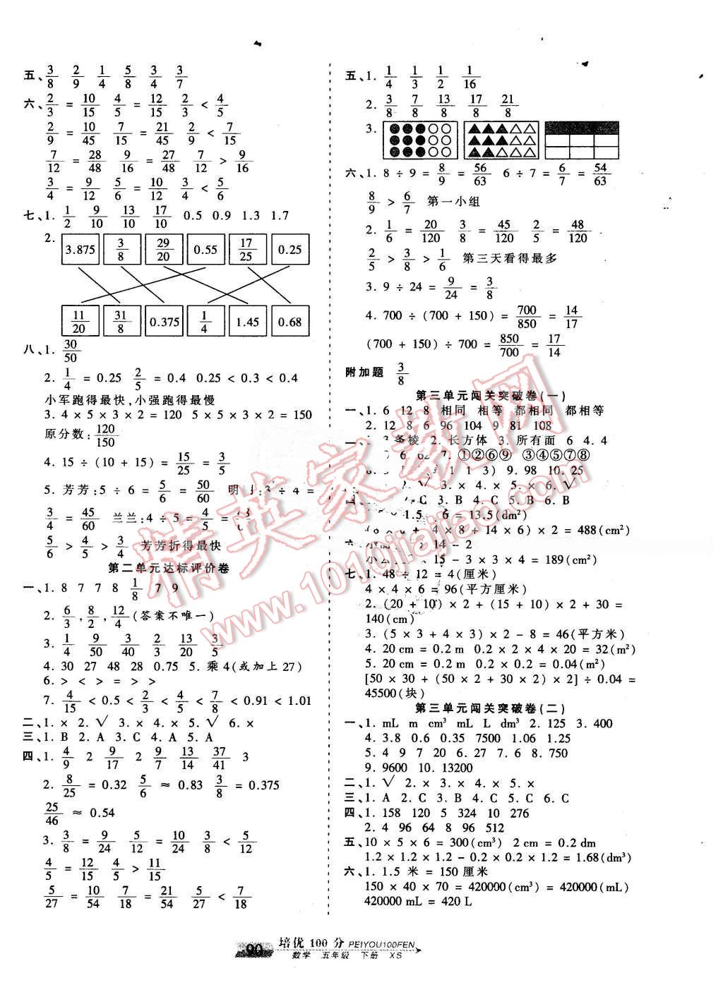 2016年王朝霞培優(yōu)100分五年級數(shù)學(xué)下冊西師大版 第2頁