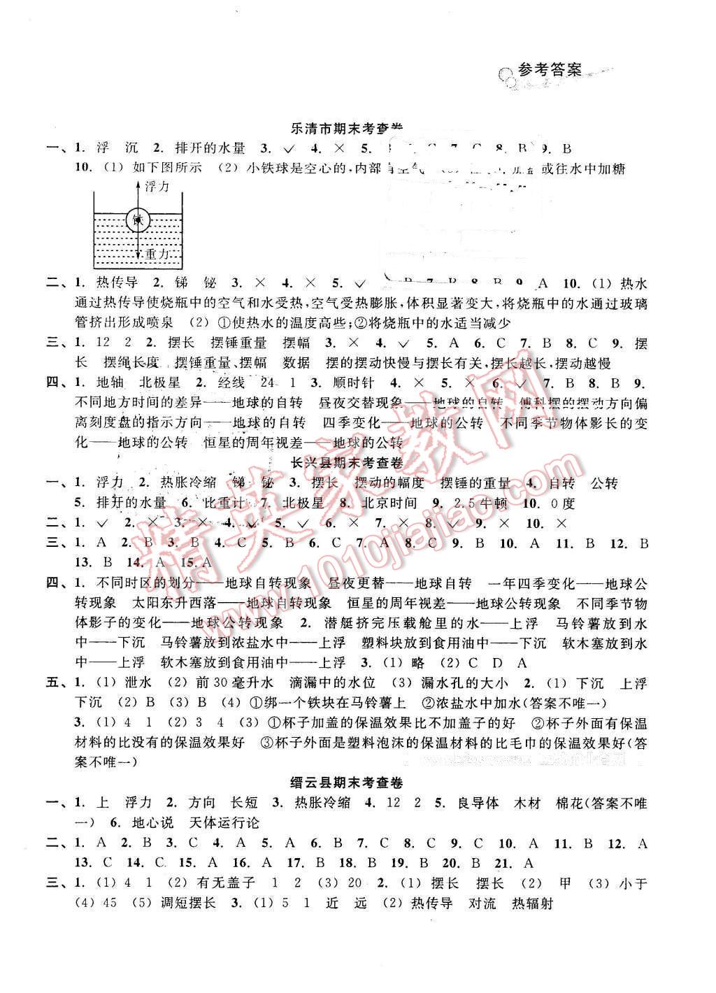 2016年各地期末名卷精選五年級(jí)科學(xué)下冊(cè)浙教版 第6頁(yè)