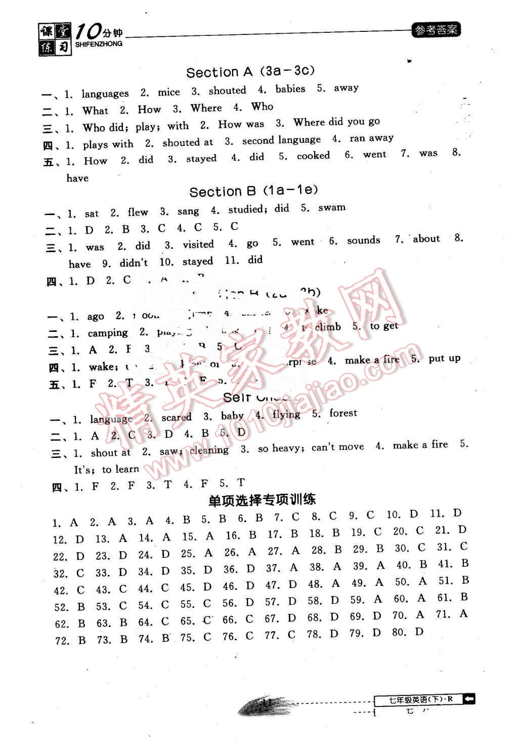 2016年翻轉(zhuǎn)課堂課堂10分鐘七年級(jí)英語(yǔ)下冊(cè)人教版 第11頁(yè)