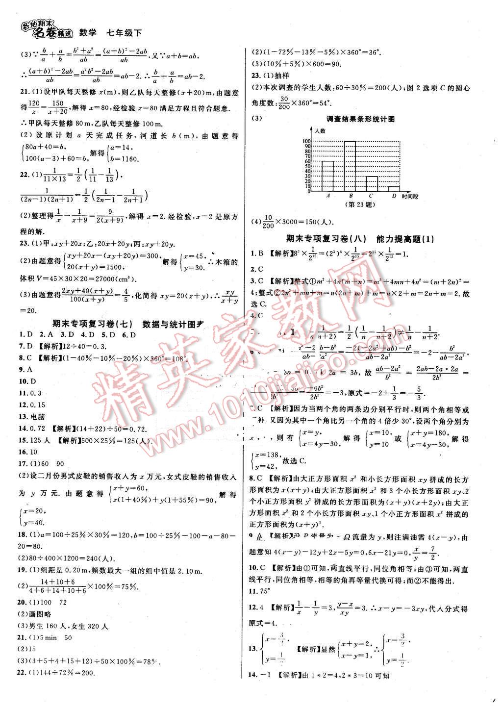 2016年各地期末名卷精选七年级数学下册浙教版 第5页