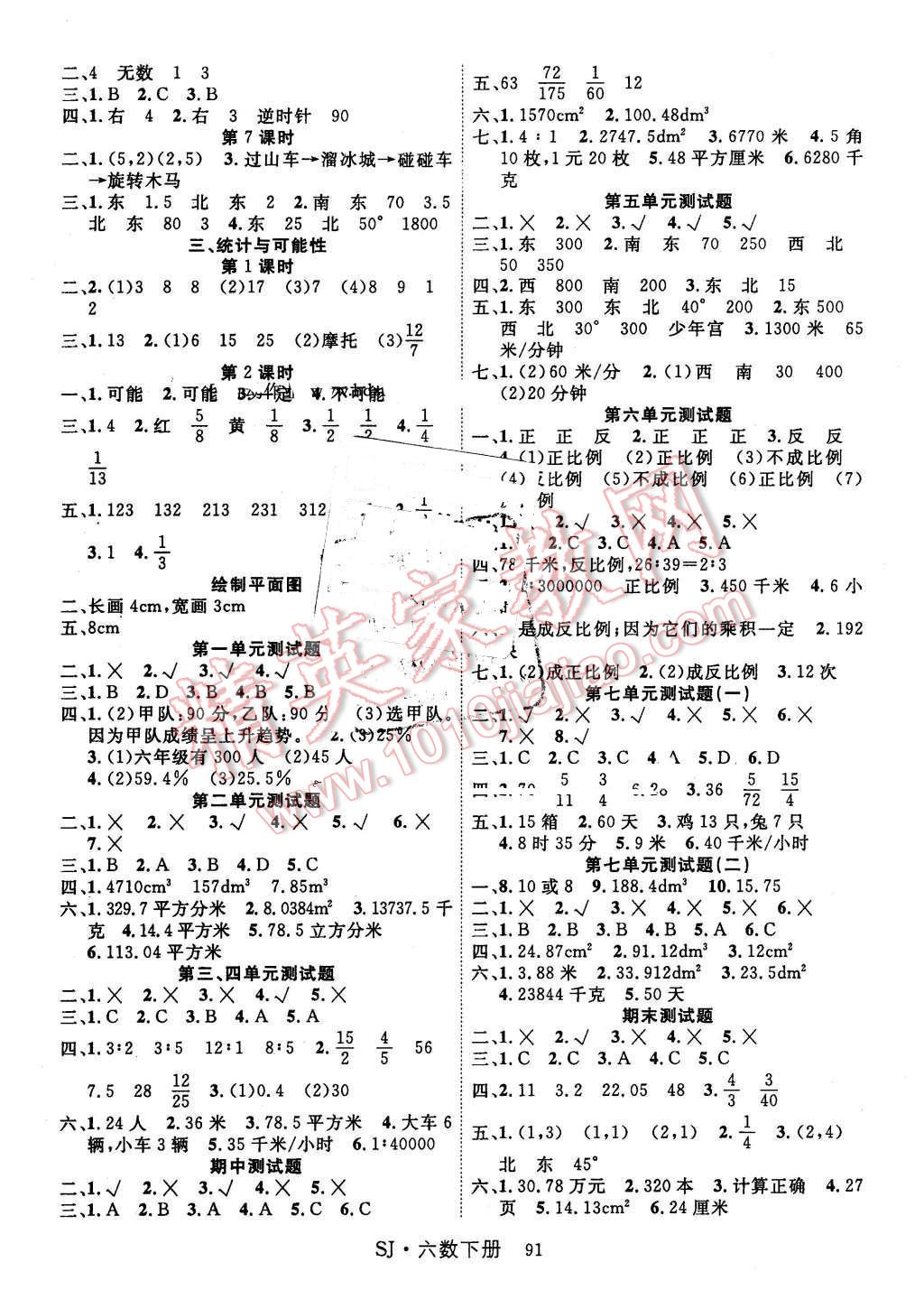 2016年課時(shí)奪冠六年級(jí)數(shù)學(xué)下冊(cè)蘇教版 第3頁