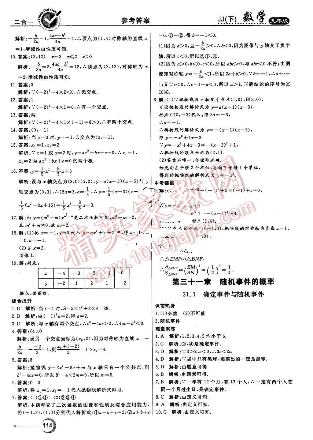 2016年紅對勾45分鐘作業(yè)與單元評估九年級數(shù)學(xué)下冊冀教版 第22頁