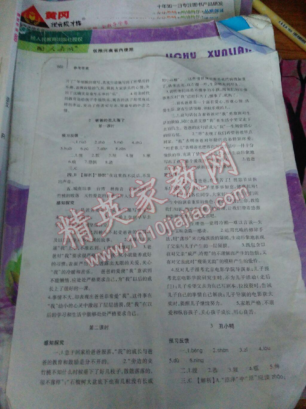 2016年基礎(chǔ)訓(xùn)練七年級語文下冊人教版河南省內(nèi)使用大象出版社 第2頁