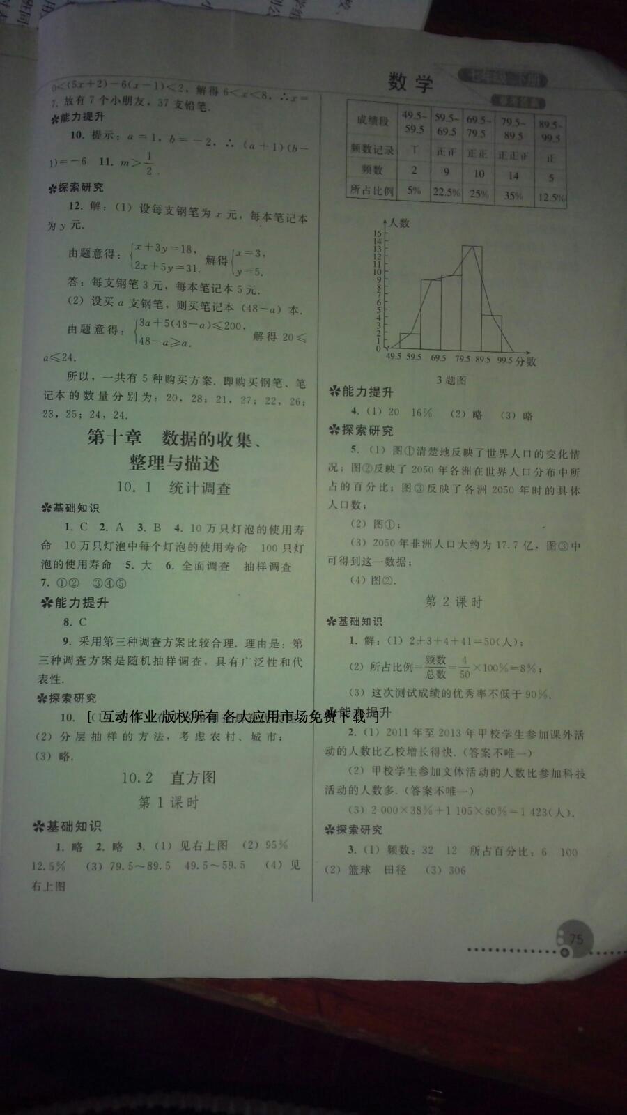 2015年同步练习册七年级数学下册人教版人民教育出版社 第12页