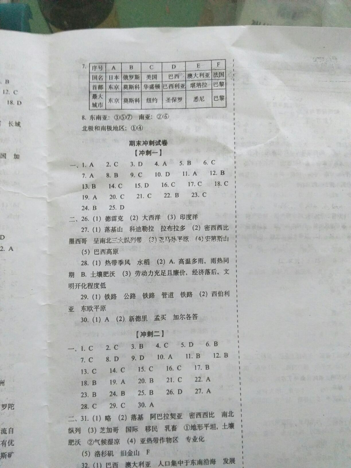 2016年聚能闖關(guān)期末復(fù)習(xí)沖刺卷七年級地理下冊人教版 第8頁