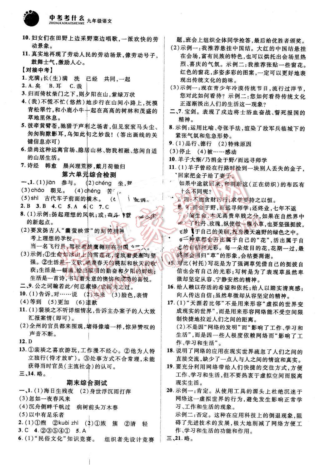 2016年中考考什么高效課堂導(dǎo)學(xué)案九年級(jí)語(yǔ)文下冊(cè) 第16頁(yè)