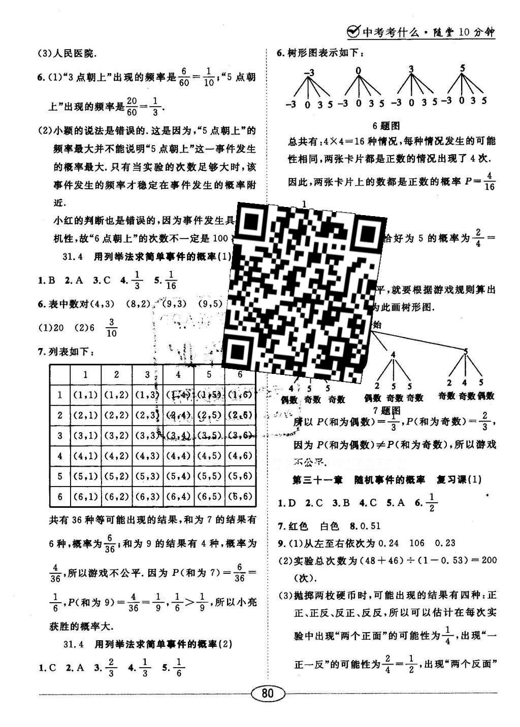 2016年中考考什么高效課堂導學案九年級數(shù)學下冊冀教版 隨堂10分鐘答案第32頁