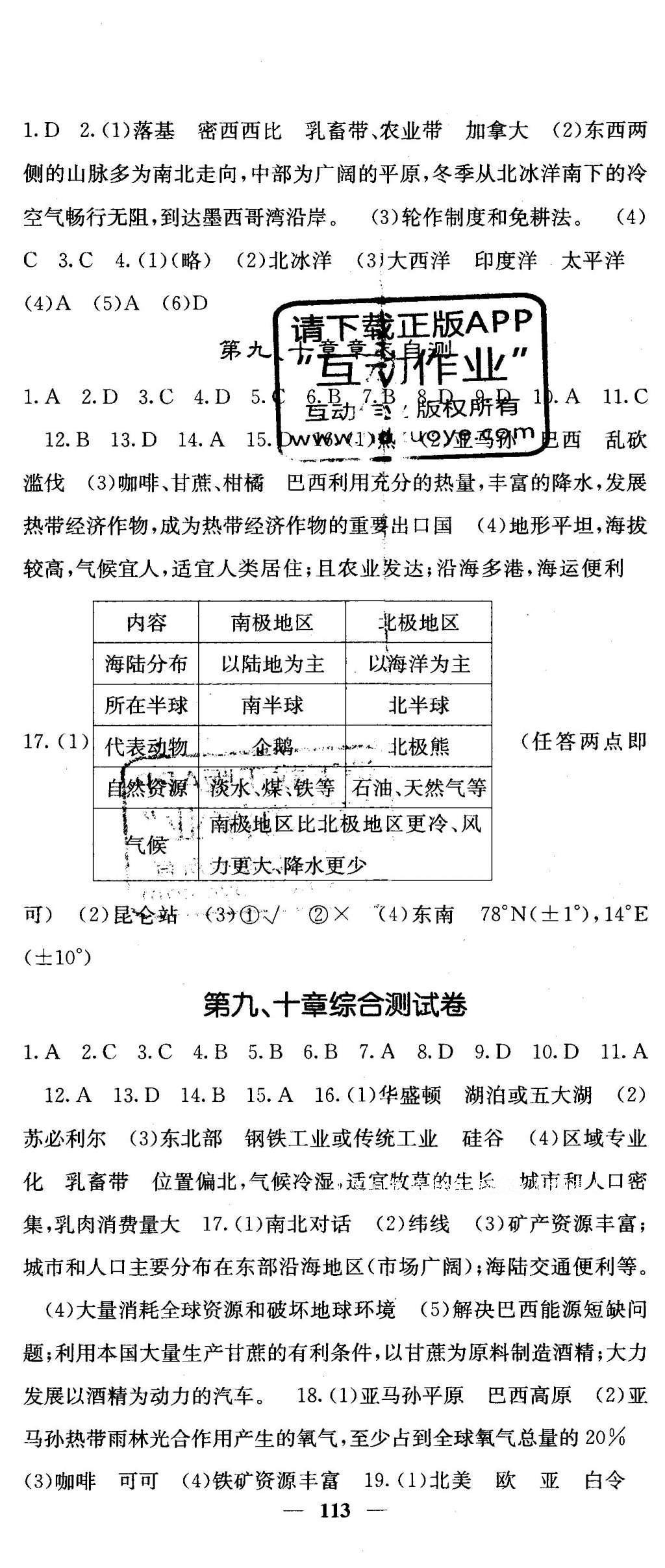 2016年課堂點睛七年級地理下冊人教版 參考答案第41頁